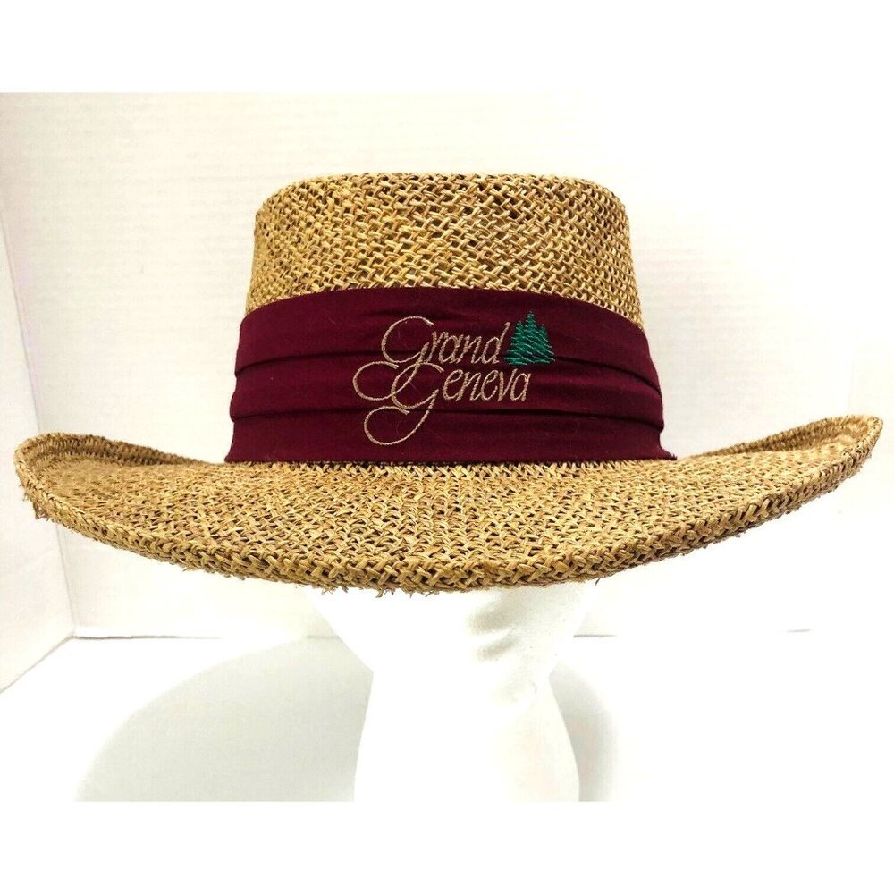 VTG Firethorn GRAND GENEVA Wide Brim‎ Straw Hat L/XL Made In The USA Unisex